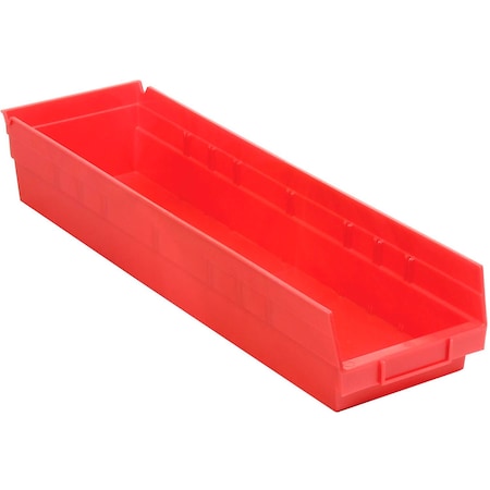 Global Industrial Shelf Storage Bin, Polypropylene, Red, 4 in H, 6-5/8 in W 184842RD